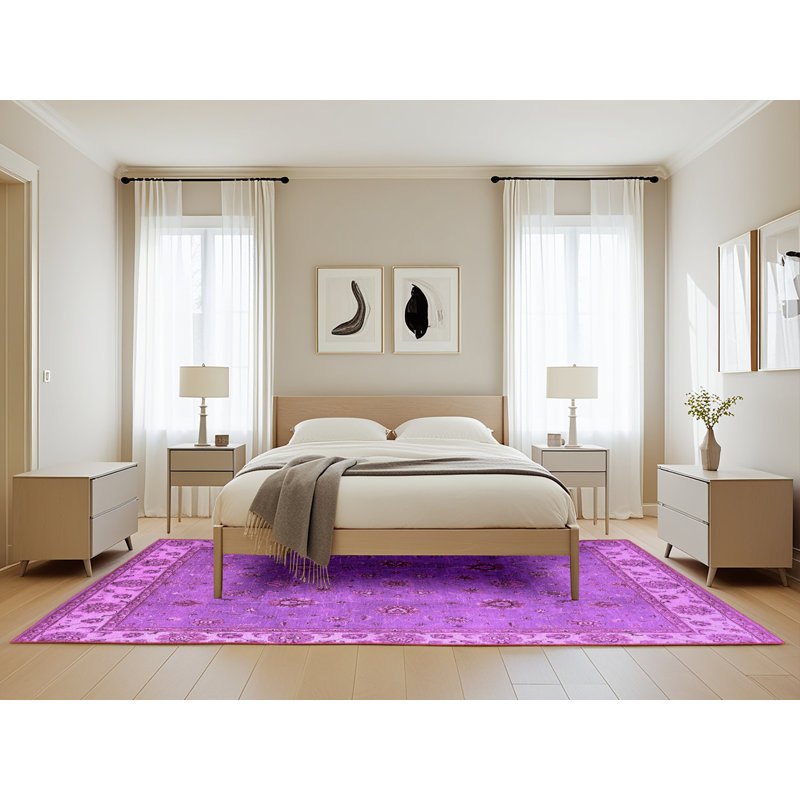Tapis mauve lavable à la machine Lekeysha, Rectangle de 5 pi x 8 pi