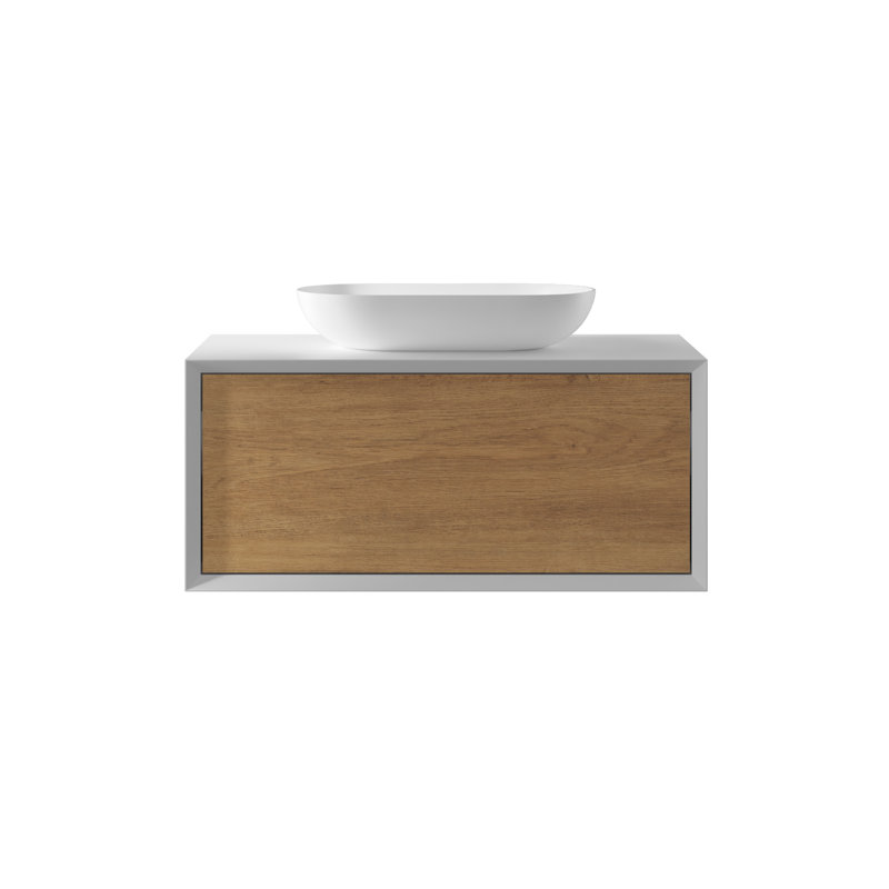  36" Single Bathroom Vanity Wall-mounted Floating vanities with White Solid Surface Top,Floating vanities for Small Spaces