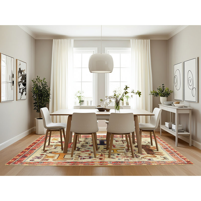 Tapis beige / rouge Haugland, Rectangle 7 pi x 10 pi