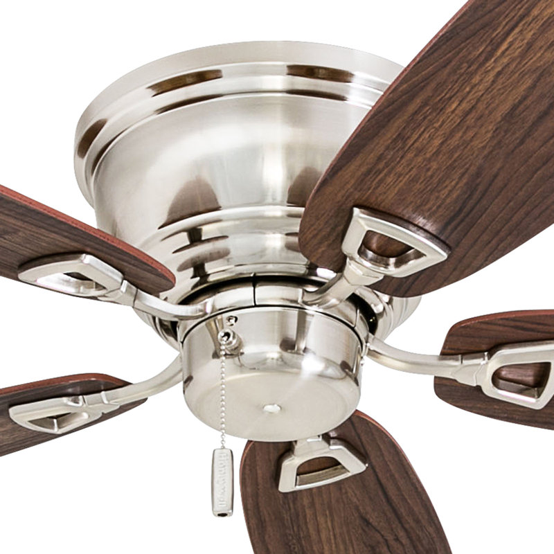 Glen Alden 52'' Ceiling Fan with Pull Chain, Brushed Nickel with Medium Oak Blades