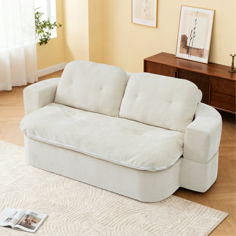 Mousse moderne - Velours côtelé rembourré avec 2 coussins, lit convertible, peu encombrant, confortable pour le salon et offrant un soutien à long terme