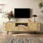  Meuble télé 70,9 po de style Mid-Century, pouvant accueillir un téléviseur de 75 po ou moins, avec console média en rotin et portes arquées avec tiroirs-886063815