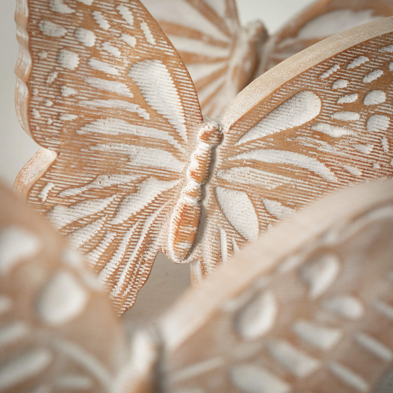 Ensemble de 3 décorations de table Butterfly H 5 po; brun