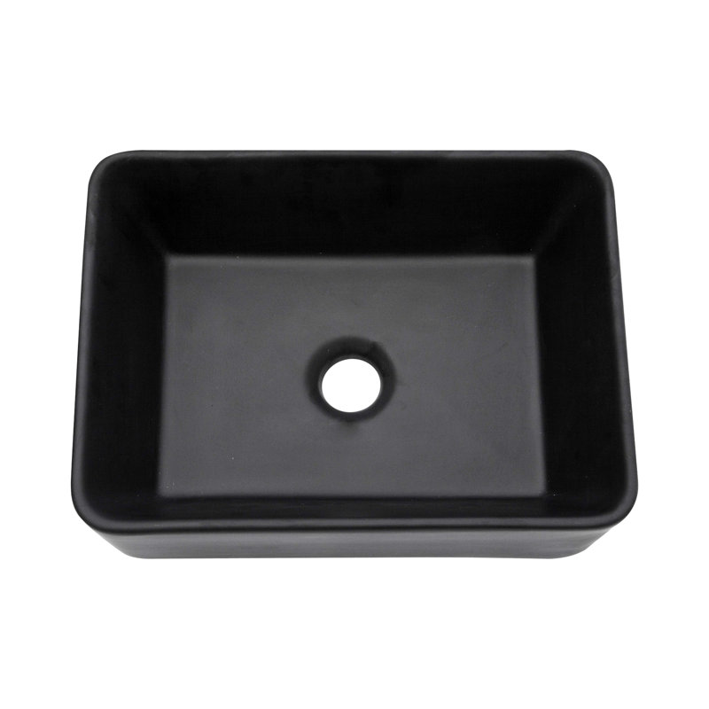 Black Ceramic Rectangular Vessel Bathroom Sink 16"X12". Modern Contemporary Classic Style. Excellent Technology, Fashion Aesthetic. Low Water Absorption, Stain . Above Counter Mount. 1 3/4" Drain