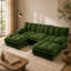 Canapé moderne en U 107 pouces avec 2 repose-pieds, assise profonde en chenille, coussins en treillis confortables pour les appartements et les chambres-1773561675