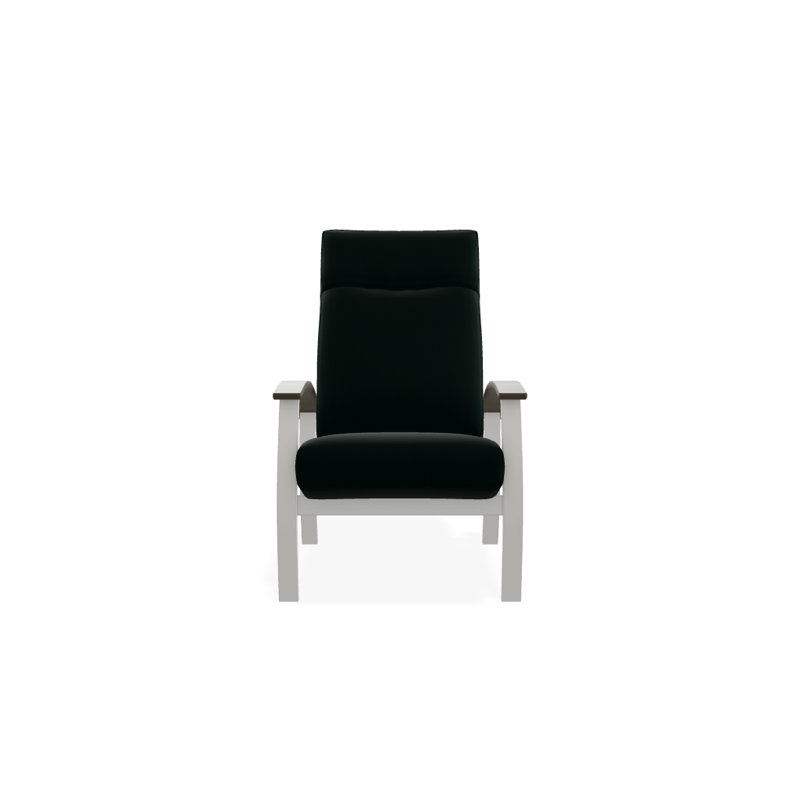 Chaise de patio inclinable avec coussins Askar, Toile Sunbrella® vert forêt, Bois de plage P40, Blanc brillant