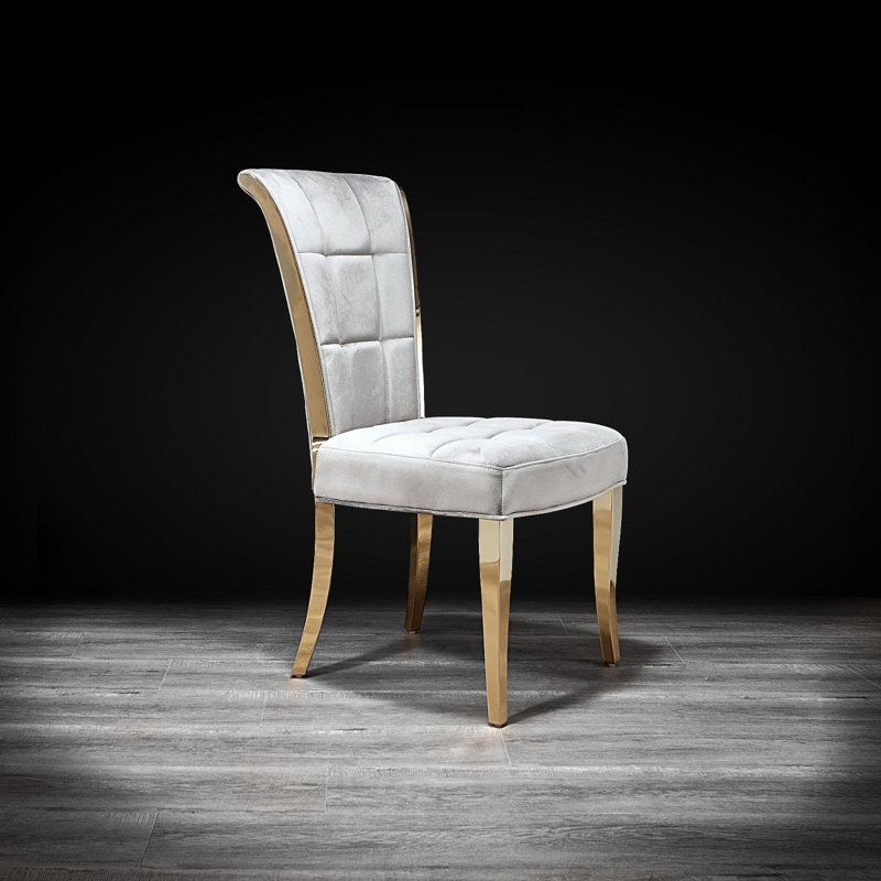 Eurydamas 18.5'' H Velvet Upholstered Side Chair, Gray