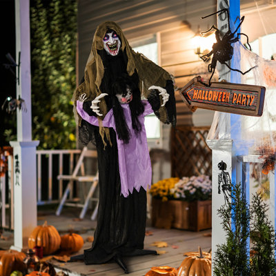 Décoration d'Halloween illuminée et animée pour l'extérieur 63 po Halloween vampire avec effets sonores et de mouvement