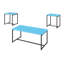 Table 3 pièces GT style fibre de carbone bleue, structure en métal et pieds réglables pour une fonctionnalité optimale. Coins biseautés pour un style contemporain et tendance.