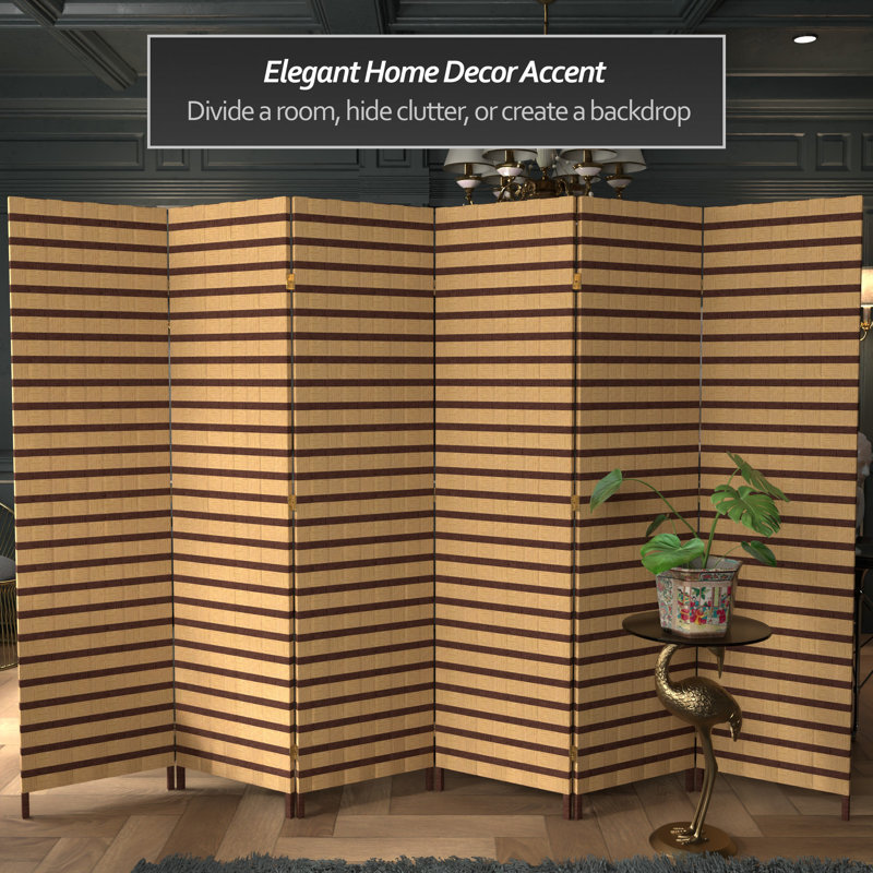 6 ft. Tall Two Tone Natural Fiber Room Divider, 6