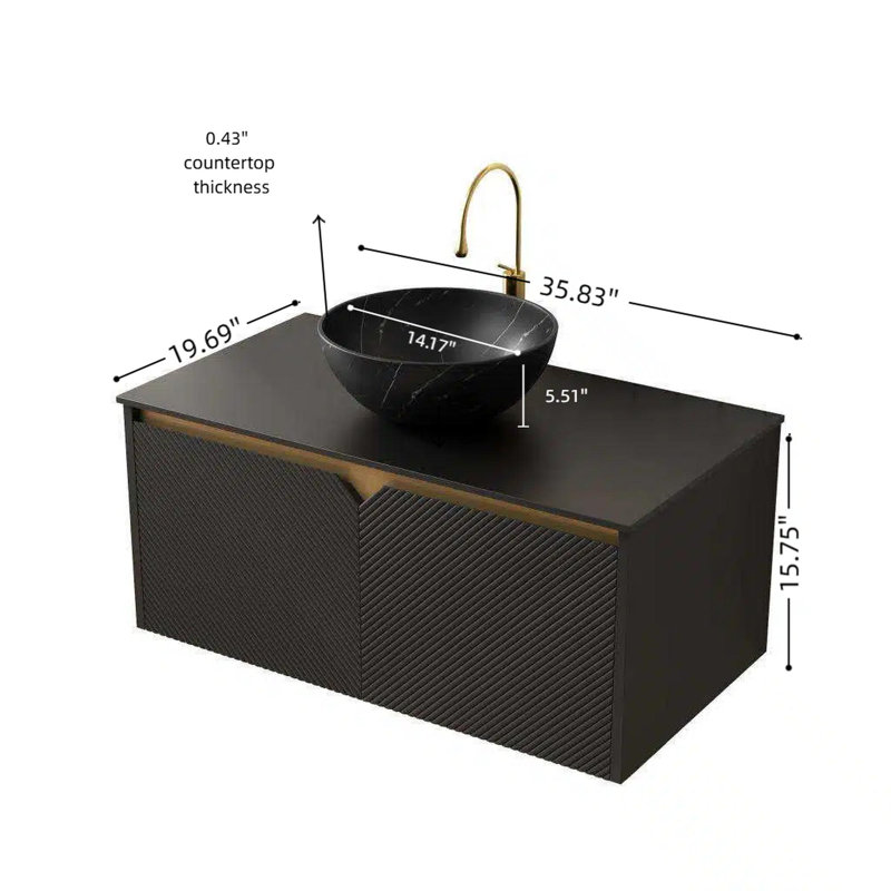 Meuble-lavabo mural flottant avec lavabo