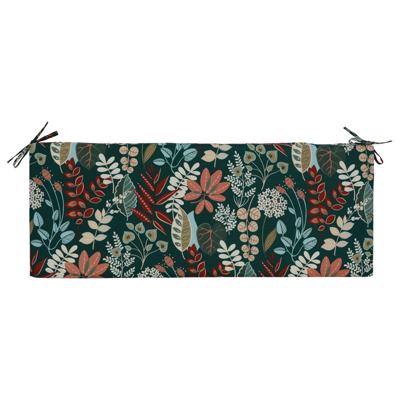 Outdoor Bench Cushion, Green/Windcrest Spruce Floral
