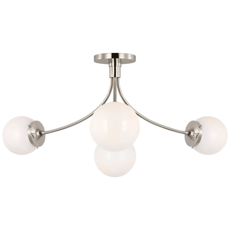 Prescott 4 - Light Semi Flush Mount, Polished Nickel, White