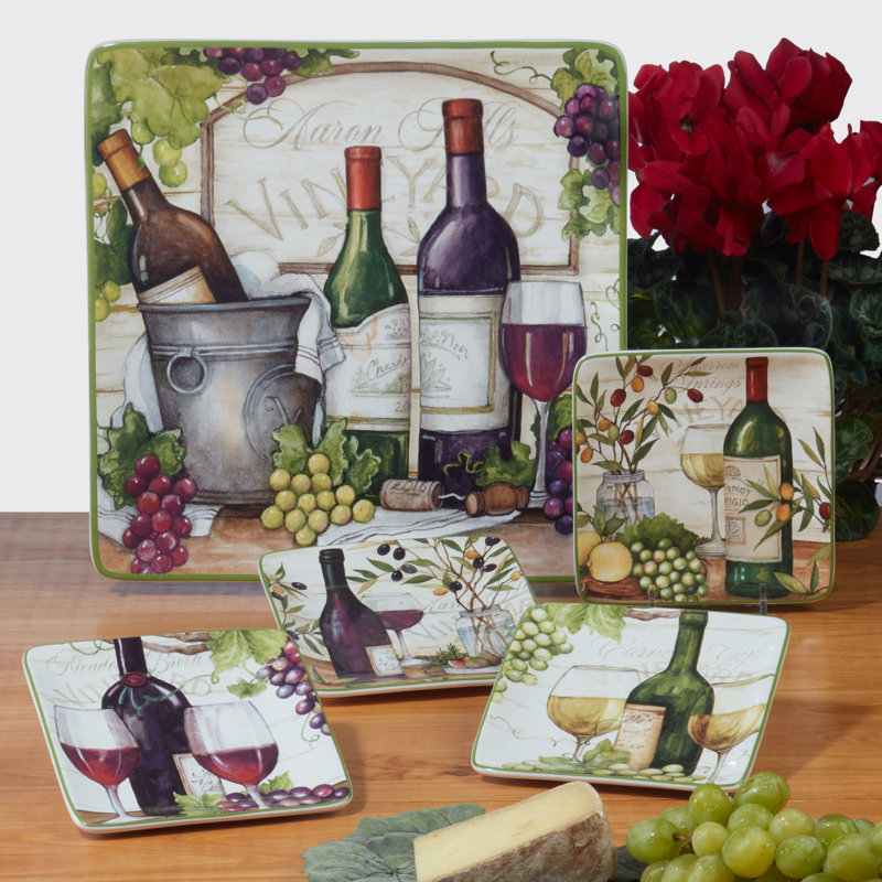 Meadow Brook Vineyard Ceramic Dinner Plates Set of 4
