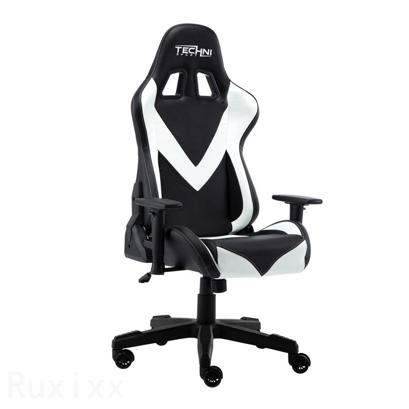 Fauteuil de jeu blanc PC Office, Blanc/Noir