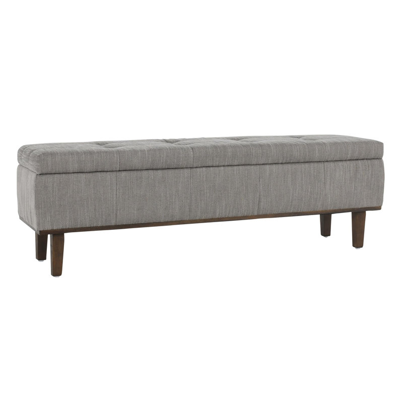 Louise Upholstered Storage Bench, Gray Basketweave