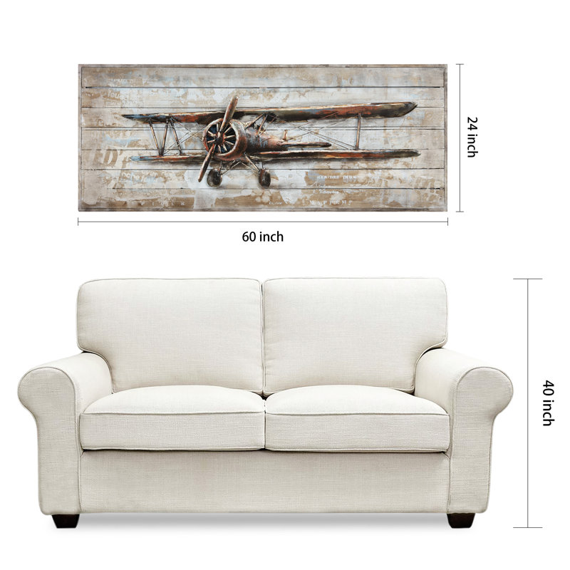 'Model Airplane' Metal on Solid Wood