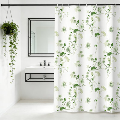 Modern Farmhouse Country Plant Leaves Bathroom Decor, Floral Shower Curtains for Bathroom, 72" W x 72" L
