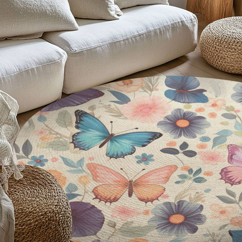 Tapis tressé Flutter Bloom, Rond 5 pi