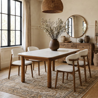 Ensemble de table de salle à manger 5 pièces 63 "en bois massif avec 4 chaises rembourrées