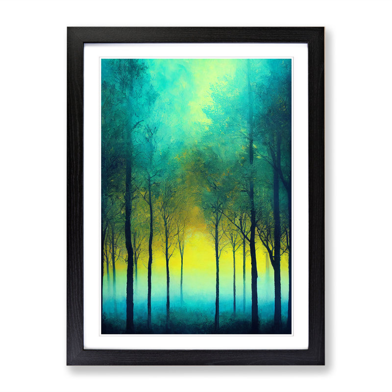 Spring Forest Smoke Art - Single Picture Frame Print, Black, 34cm H x 25cm W x 2cm D