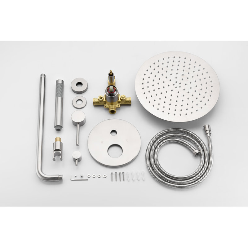 Shower System, Wall Mounted Shower Faucet Set For Bathroom With High Pressure 10" Stainless Steel Rain Shower Head Handheld Shower Set, 2 Way Pressure Balance Shower Valve Kit, Brushed Gold