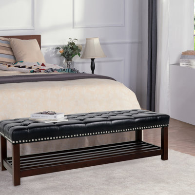 Banc rembourré pour chambre à coucher et entrée. Base en bois. Siège rembourré entièrement rembourré. Structure en bois massif, pieds en bouleau. Doux L 59,9 po x P 19,5 po H 17,5 po. Banc noir et de vestibule. Base avec siège.