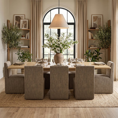Ensemble de salle à manger extensible en placage de bois véritable de 72 à 104 pouces avec chaises rembourrées