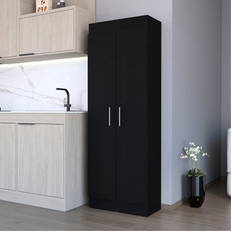 Garde-manger noir avec 5 tablettes - Armoire optionnelle pour tablettes, Noir