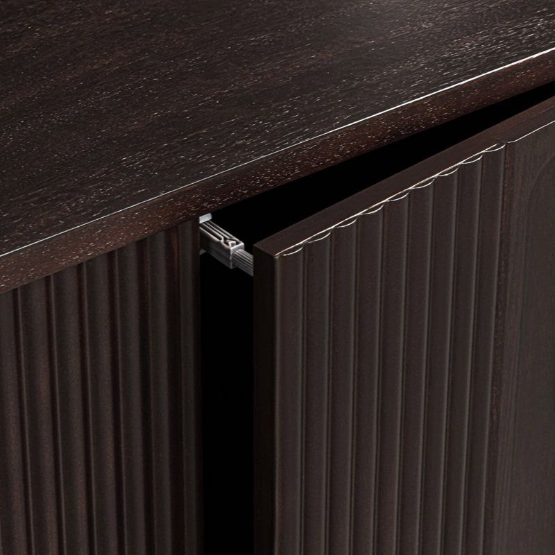 Potomac Reeded 3-Drawer Solid Wood Sideboard Cabinet with 2 Doors and Adjustable Shelves for Dining or Living Storage