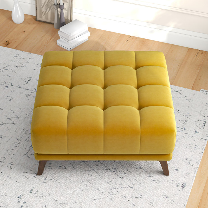 Ardrie Velvet Ottoman, Gold Velvet