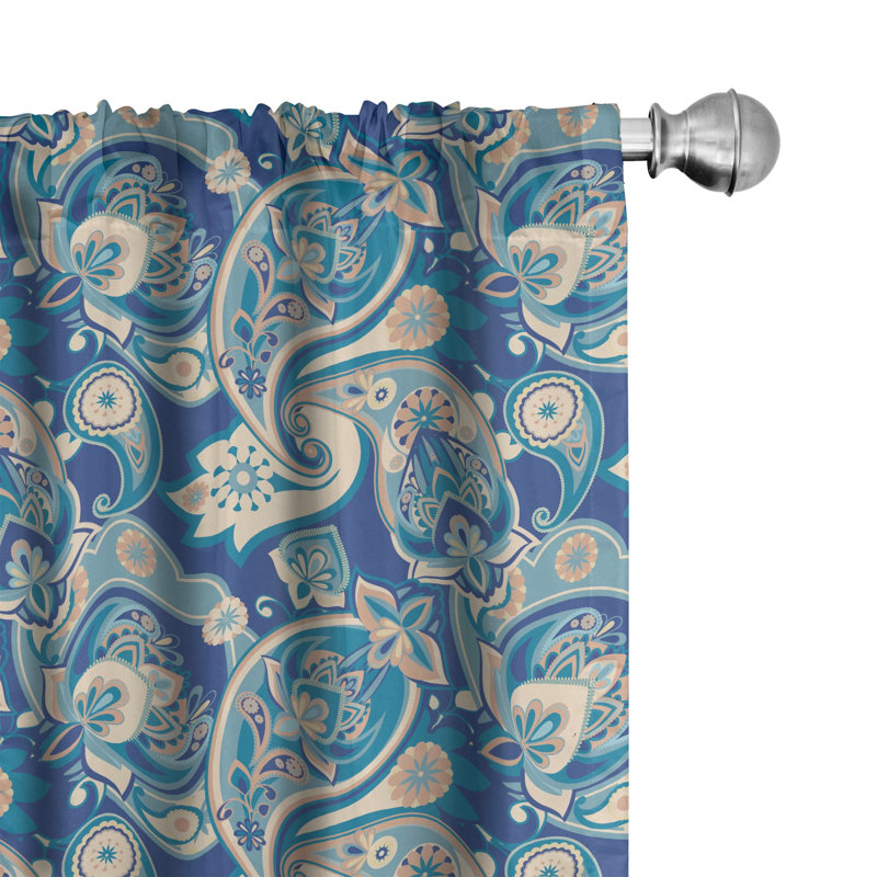 Paisley Floral Semi-Sheer Rod Pocket Curtain Panels, 28" x 95"