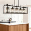 Luminaire suspendu linéaire à 5 lumières pour îlot de cuisine, lustre de style campagnard avec abat-jour en cristal transparent, luminaire suspendu à hauteur réglable pour la salle à manger