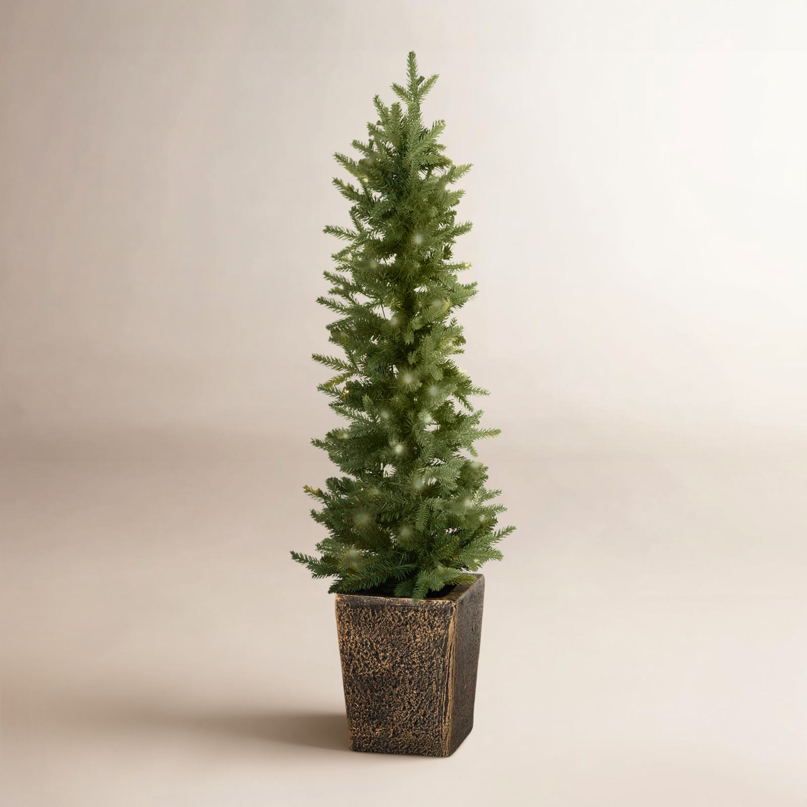 49" Artificial Christmas Medium LED Pine Tree Planter, Green