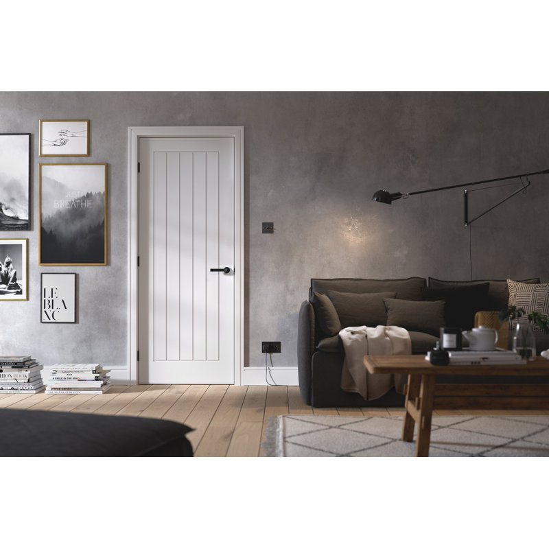 Mexicano Primed White Internal Fire Door, 204cm H x 72.6cm W x 4.4cm D
