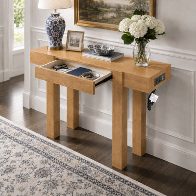 Console de style moderne avec tiroir caché, prise de courant latérale pour les entrées et les salons