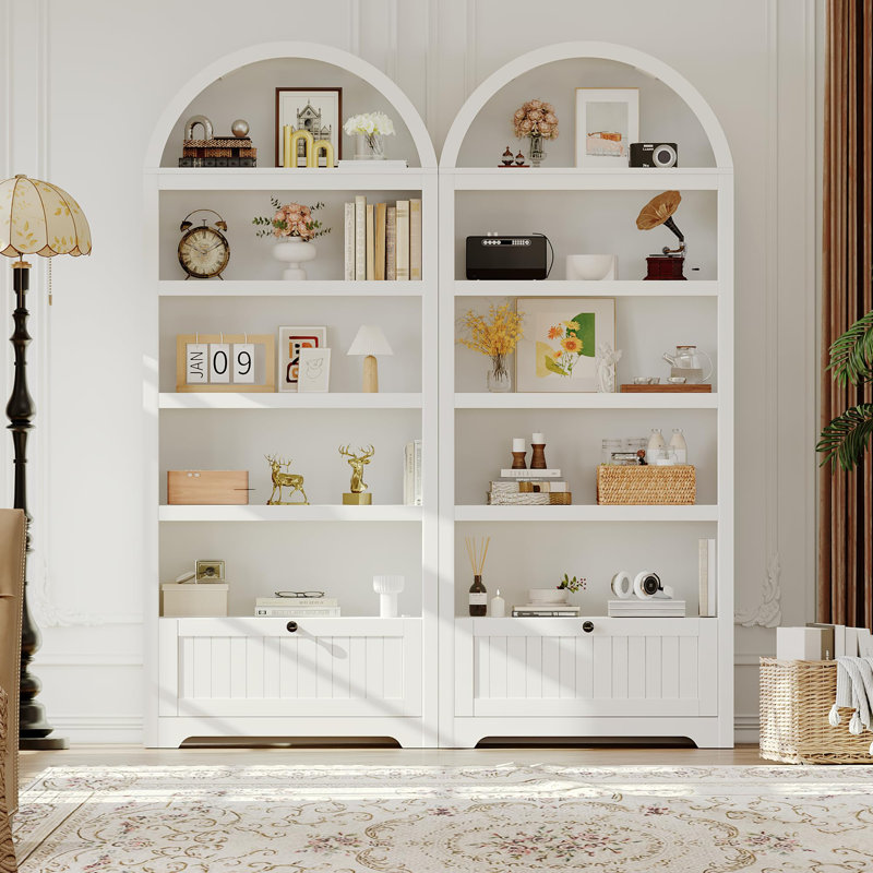 Armoire de cuisine 72 po à 5 niveaux avec tablettes réglables, Blanc
