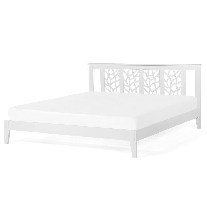 Solid Wood Bed, European Kingsize (160 x 200 cm), White