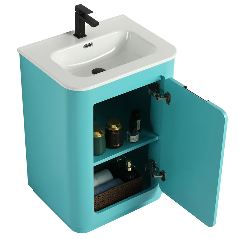 Atticus 24 Inch Bathroom Vanity with Sink, Blue/Black