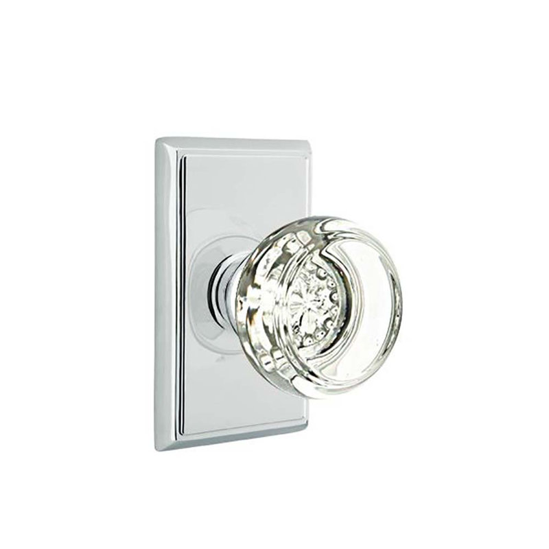 Double Dummy Georgetown Knob with Rectangular Rosette, Polished Chrome