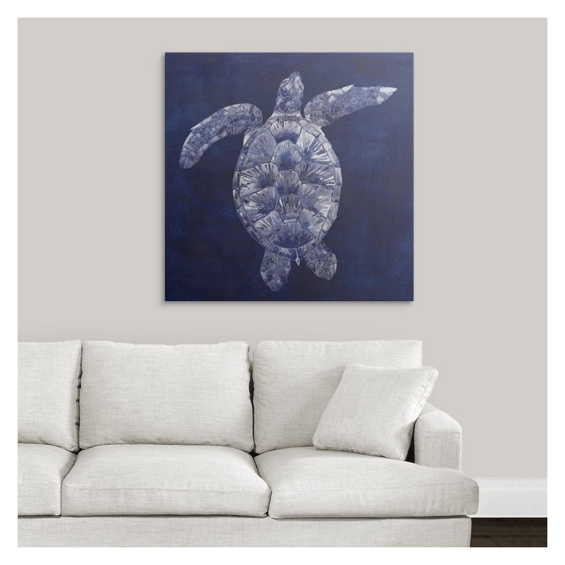 « ii », reproduction d’impression dépilée Sea Turtle Shadow, H 48 po x l 48 po x P 1,5 po, Toile