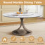 Table de salle à manger 59 "ronde avec plateau tournant rotatif à 360 ° - Plateau en pierre frittée résistant aux rayures et à la chaleur pour la salle à manger et la cuisine (table seulement)-1522954727