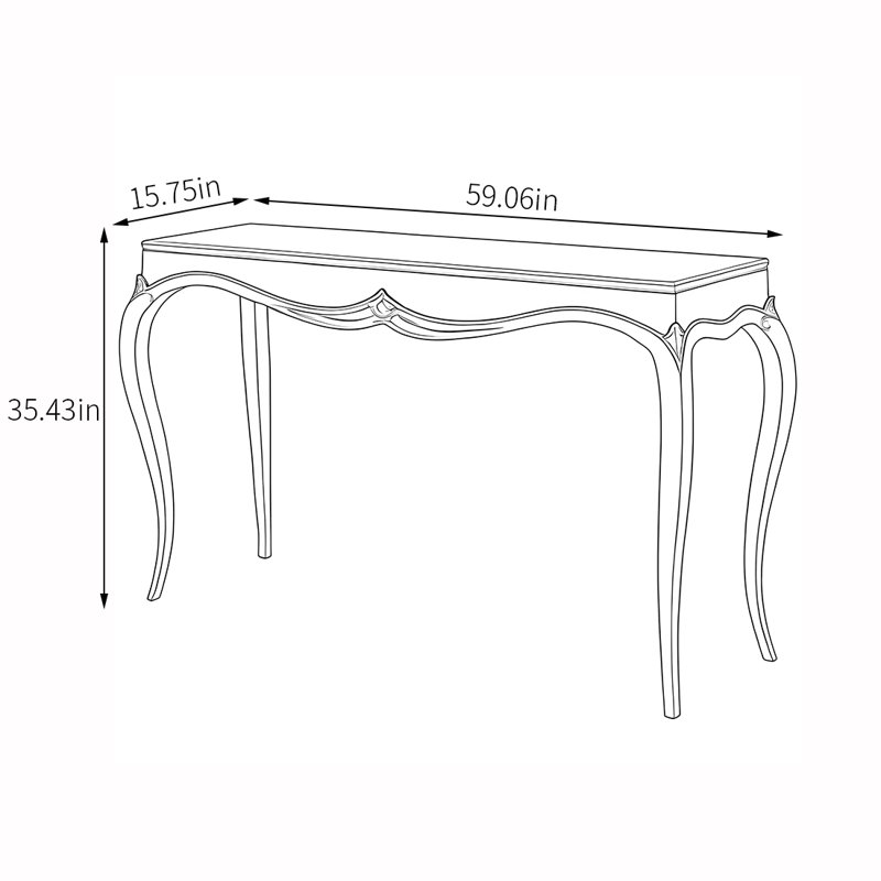 French-style elegant wooden console table, 35.43" H x 59.06" W x 15.75" D