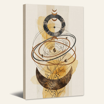«Moon Phases and Orbital Rings in Earth Tones», art mural sur toile