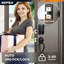 Serrure à pêne dormant intelligent SEPOX® 4PC - entrée sans clé 5-en-1 (empreinte digitale, Bluetooth, Wi-Fi, application Tuya, clé) - Verrouillage / déverrouillage automatique, compatible avec les portes avant et chambre à coucher, levier et bouton