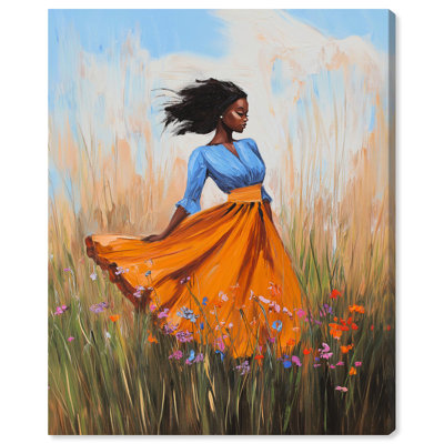 Flowing in Orange Canvas Glam Art by Art Remedy