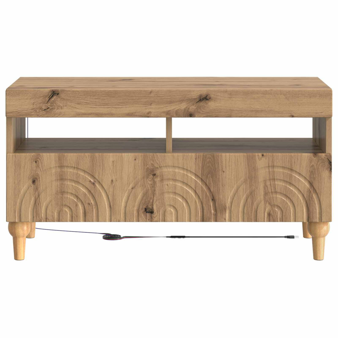LED TV Cabinet with LED Strip Lights ALKMAAR Engineered Wood Furniture