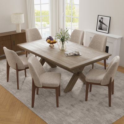  Bason Upholstered Faux Leather Dining Chairs Set of 6