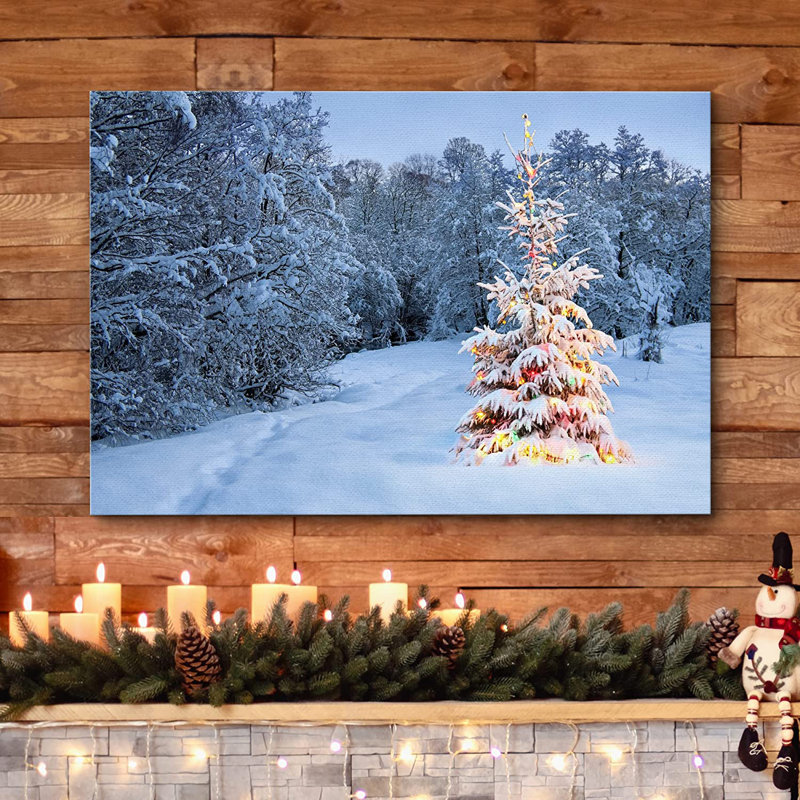 Christmas Holiday Celebration Graphic Art, 12" H x 18" W, Wrapped Canvas