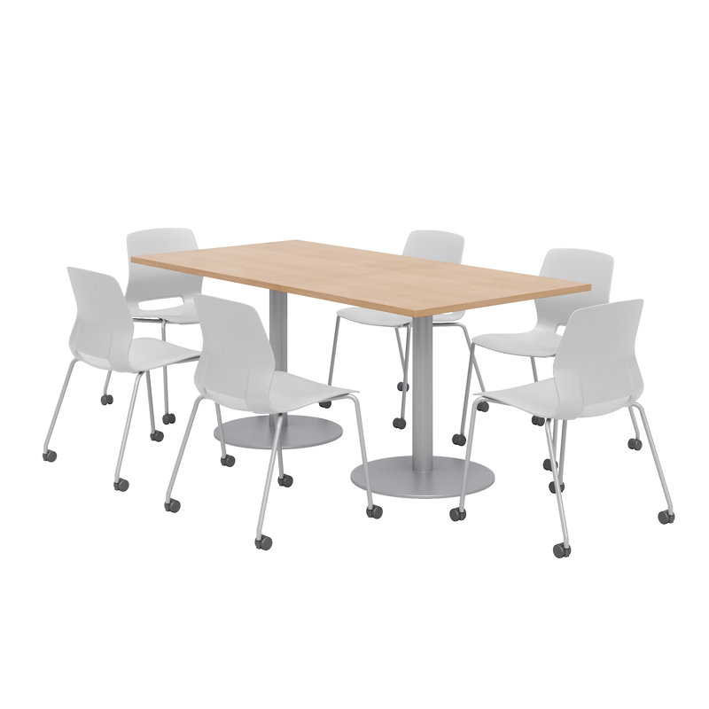 Ensemble de table de salle à manger rectangulaire 72 "et chaise, Érable, Gris clair